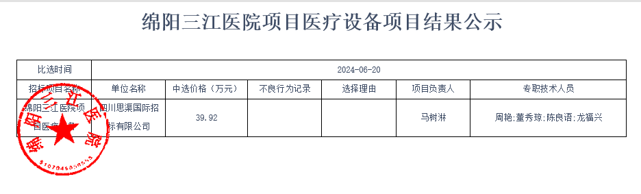 结果公示（盖章）